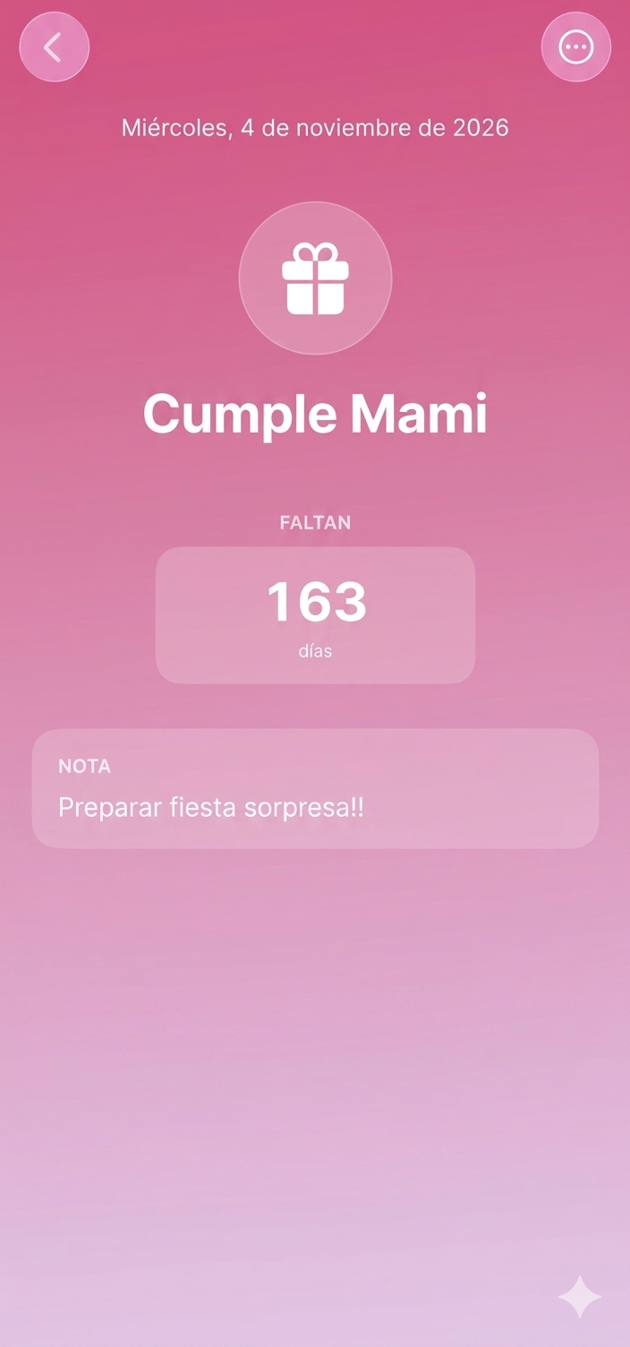 Soono — detalle de cuenta atrás en iOS